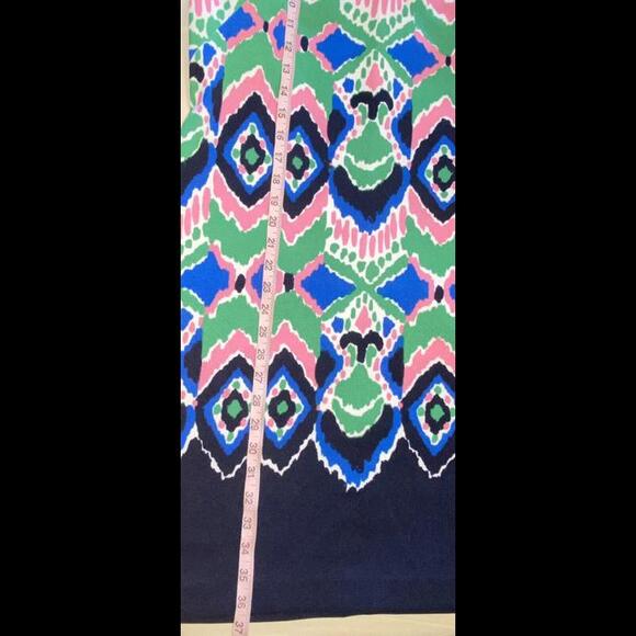 Gabby Skye Geometric Print Sheath Dress Size 12 Green Blue Pink - Picture 8 of 10